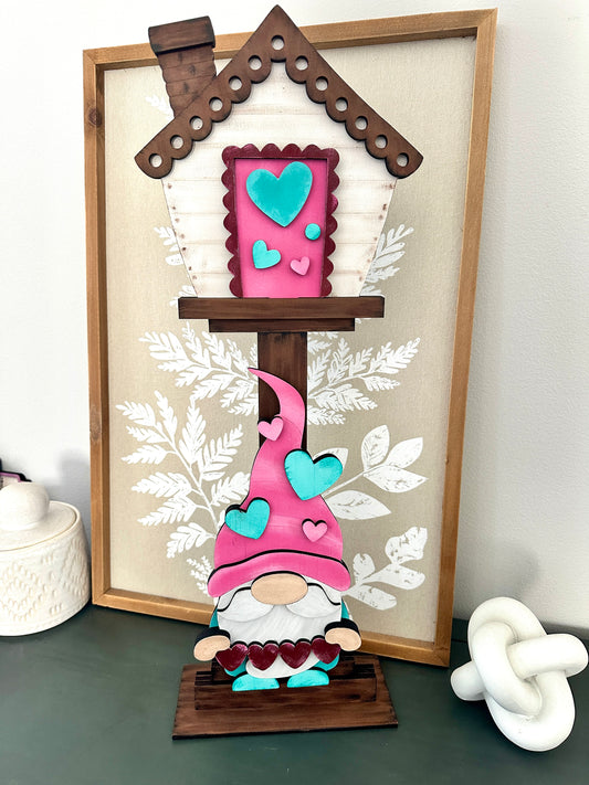 Valentine Gnome Interchangeable Set for Birdhouse