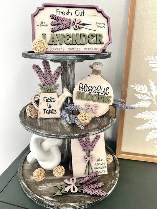 LAVENDER MARKET TIERED TRAY SET