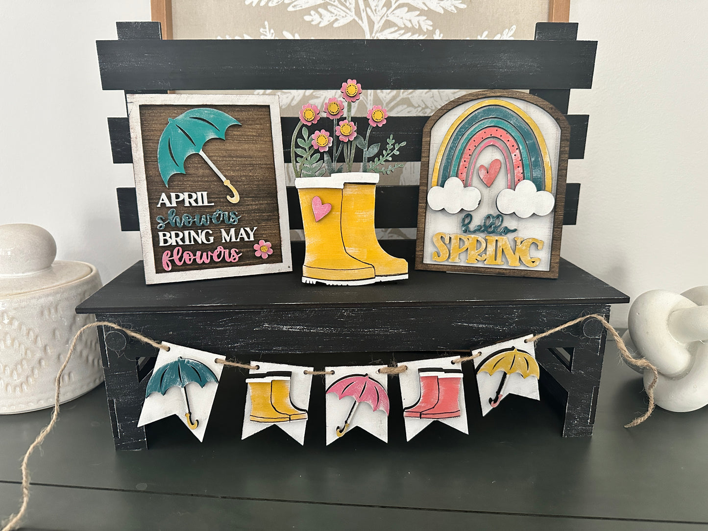 SPRING INTERCHANGEABLE DECOR SET FOR BENCH
