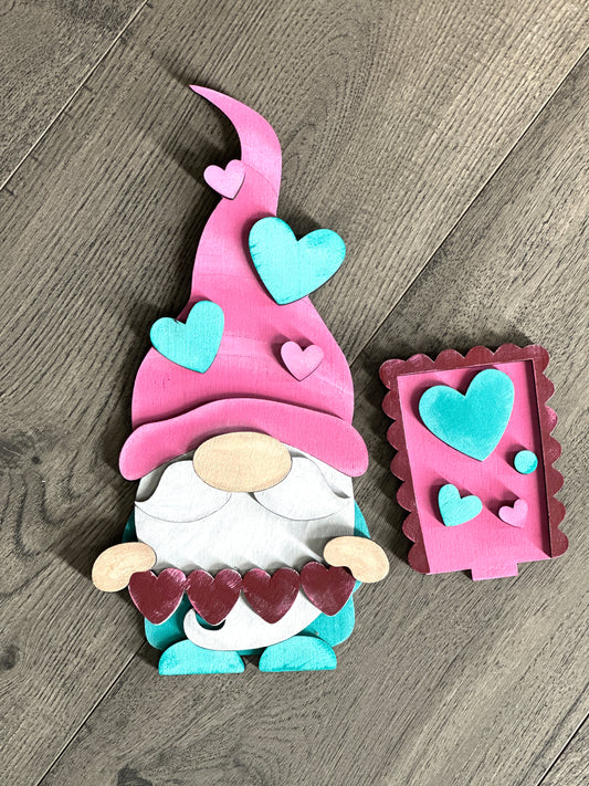 Valentine Gnome Interchangeable Set for Birdhouse